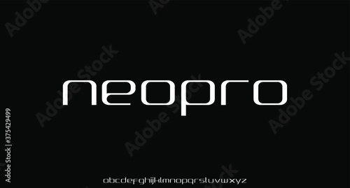 modern geometric sans serif futuristic font alphabet vector set	
