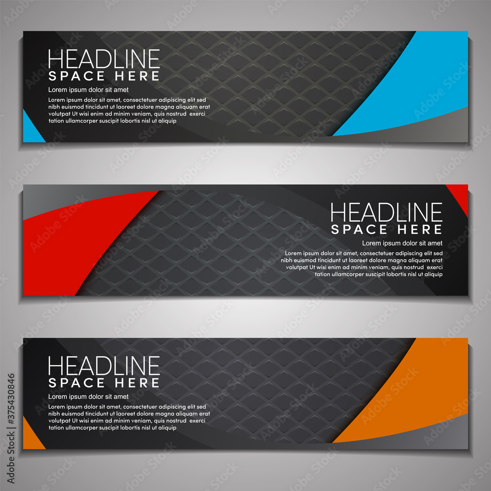 Fototapeta premium Web Banner label Background Modern Company Business Office Template Design Horizontal.Black and Dark Metal Textured