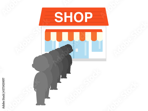 行列のできる店のイラスト