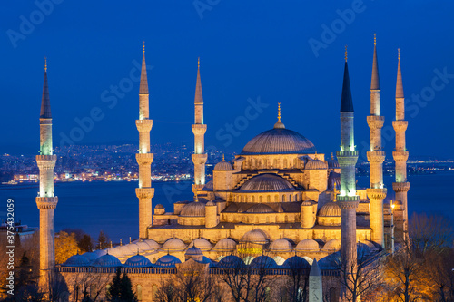 Blue Mosque at the twilight, known also as Sultanahmet Mosque, Istanbul, Turkey