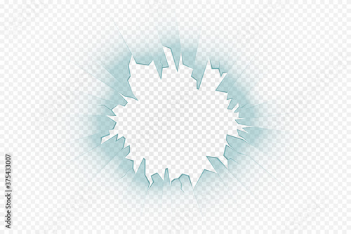 Cracked glass effect on transparent background. Broken glass texture, crashed surface. Cracked glass texture