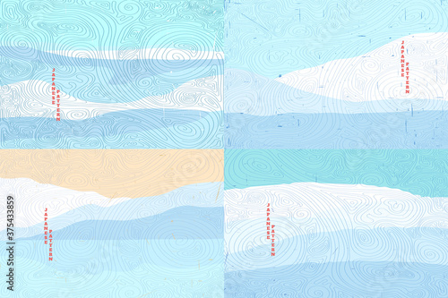 Vector illustration landscape. Winter season. Vacation concept. Cartoon abstraction. Scenery. Simple wallpapers. Vintage background collection. Website template. Frozen lake. White and blue color