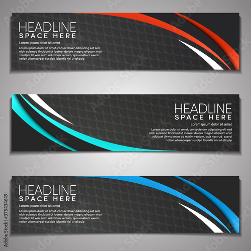 Web Banner label Background Modern Company Business Office Template Design Horizontal. Dark Black background with light color. Dynamic Line Sports, clean neat