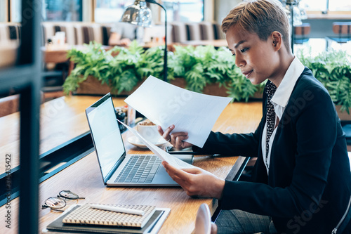 Valokuva Business woman working with papers stock photo