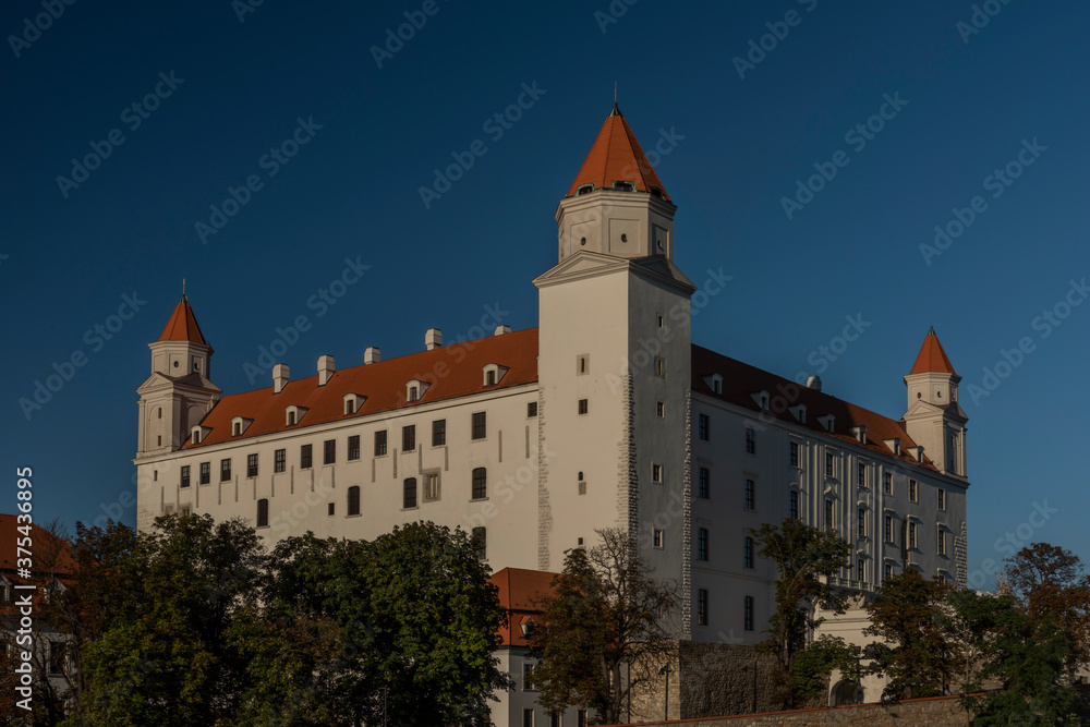 Bratislava castle in summer hot evening with blue sky in Slovakia