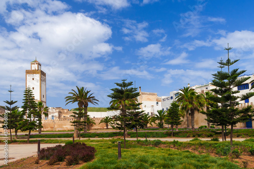 City view of Essaouira / City view of Essaouira with minaret, Morocco, Africa.