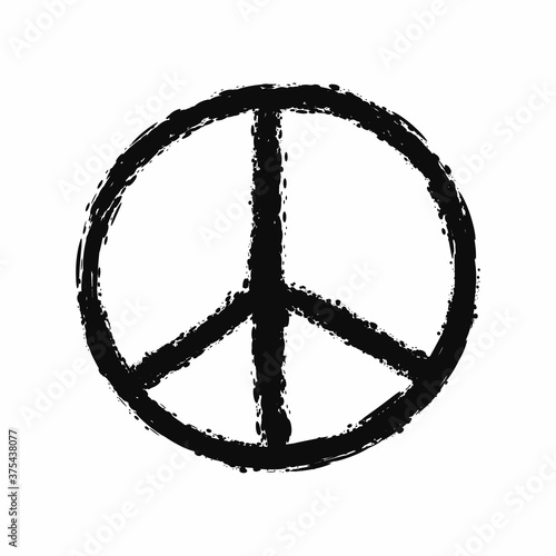 Peace sign painted with a rough brush. Grunge, graffiti, sketch. Vector illustration.