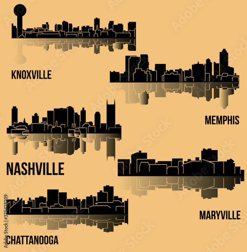5 Cities in Tennessee (Nashville, Knoxville, Memphis, Chattanooga, Maryville)