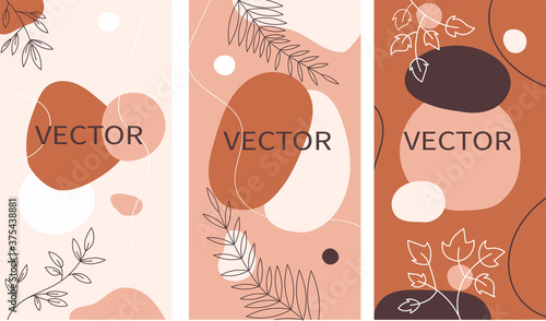 Vector set. Abstract backgrounds in minimal style with space for text. Design for social media stories.