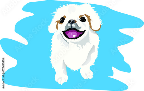 Illustration Vector of a white dog