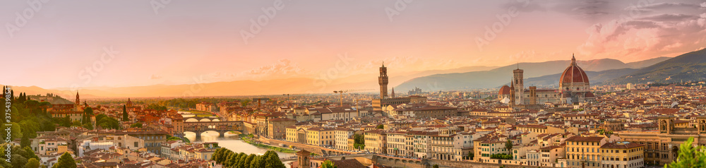Florence Panorama. Panoramic image of Florence, Italy during beautiful sunset