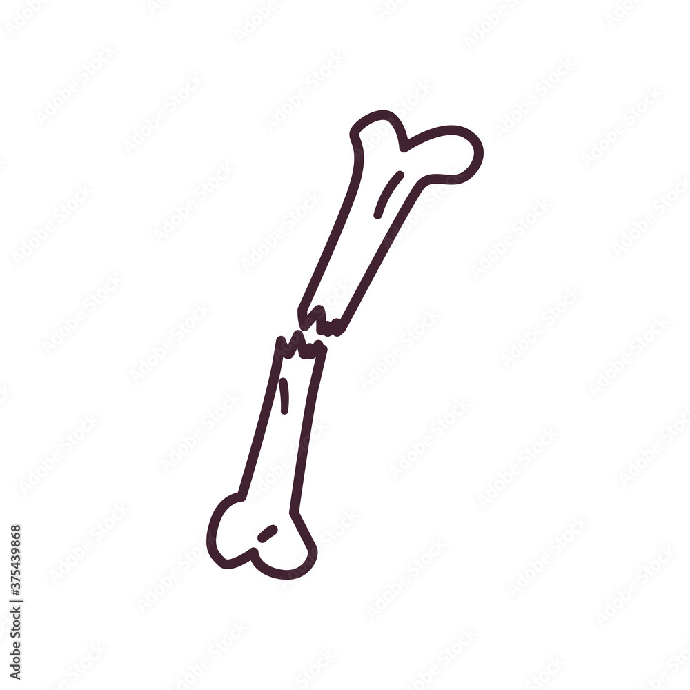 broken bone line style icon vector design broken bone line style icon vector design