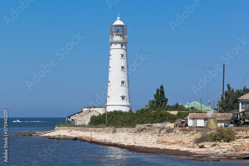 Lighthouse at Cape Tarkhankut in the Black Sea region of Crimea