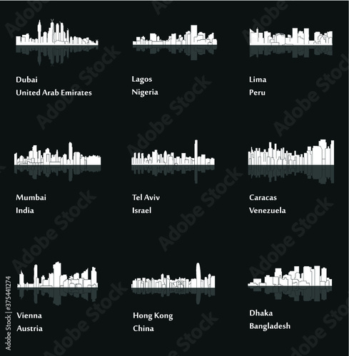 Dubai, Lima, Tel Aviv, Caracas, Vienna,Lagos, Dhaka, Hong Kong, Mumbai (Set of 9 Metropolis)