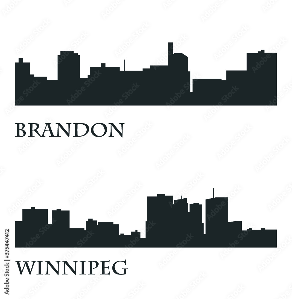 Set of 2 City silhouette in Manitoba, Canada ( Winnipeg, Brandon ) Set of 2 City silhouette in Manitoba, Canada ( Winnipeg, Brandon )