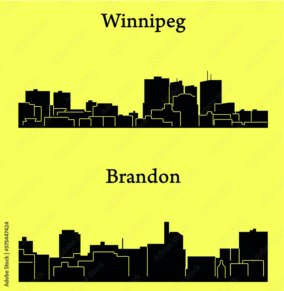 Set of 2 City silhouette in Manitoba, Canada ( Winnipeg, Brandon ) Set of 2 City silhouette in Manitoba, Canada ( Winnipeg, Brandon )