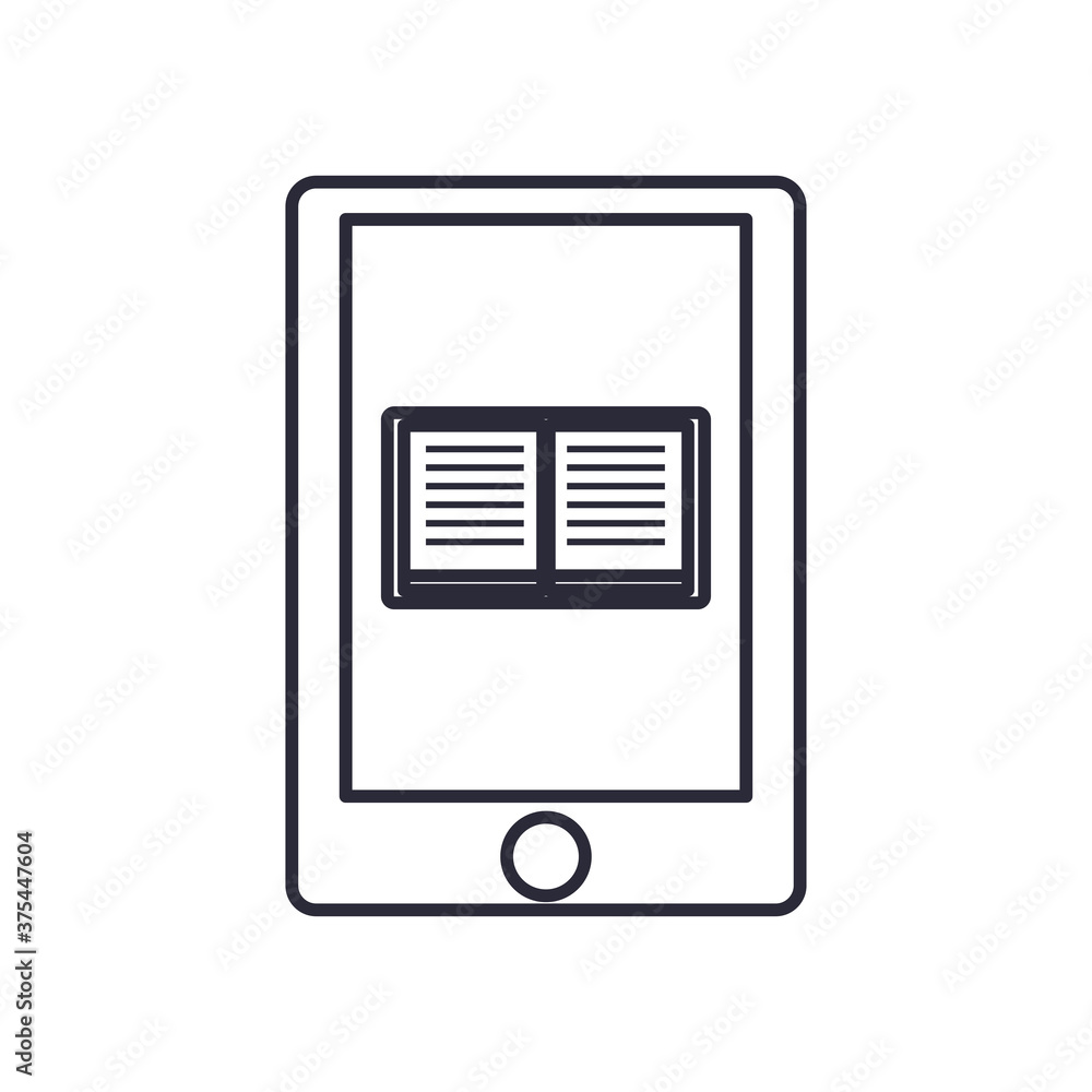 ebook in smartphone line style icon vector design ebook in smartphone line style icon vector design