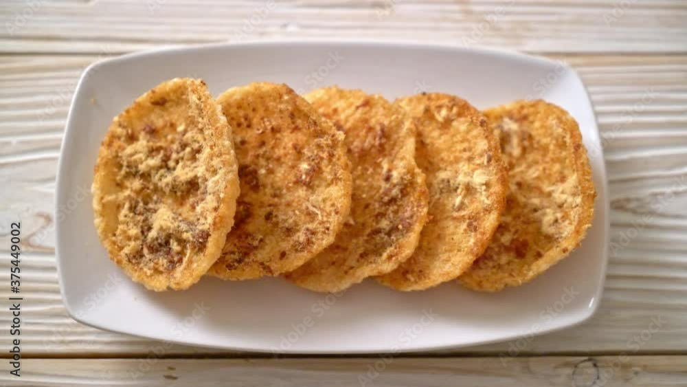 Dried shredded pork Rice cracker - Thai food style Dried shredded pork Rice cracker - Thai food style