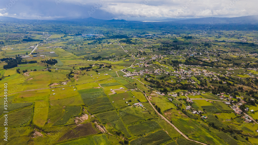 Aerial photography of the Mexican countryside, in the municipality of Almoloya de Juarez, in the State of Mexico. 2