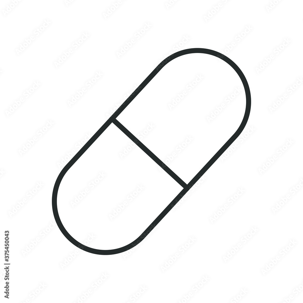 Medical pill line style icon vector design