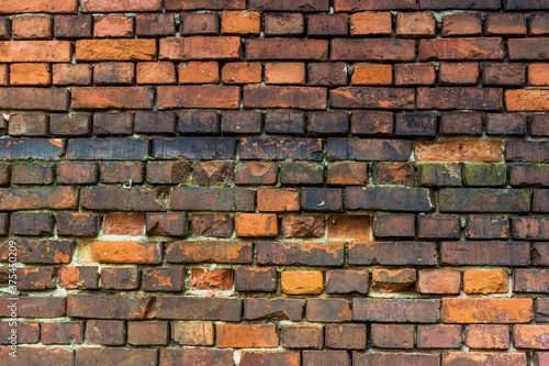 Background reddish brick wall of old building