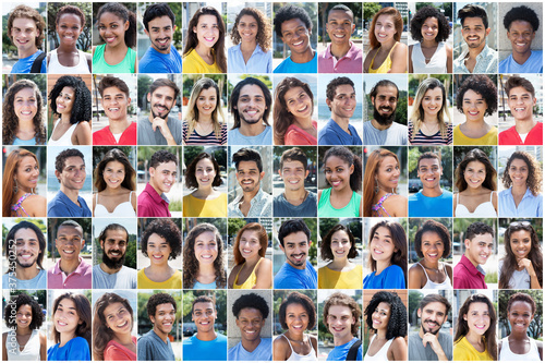 Collage with portraits of international multi ethnic young adults