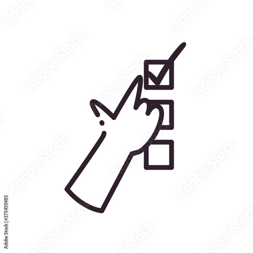 hand with president election options line style icon vector design