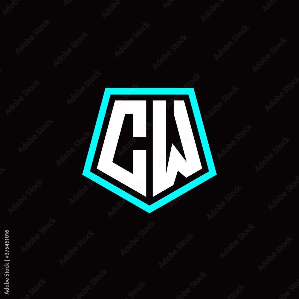 Obraz premium Initial C W letter with polygon modern style logo template vector
