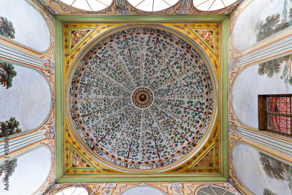 Ceilling decoration in the Topkapi Palace, Istanbul, Turkey.