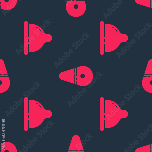 Set Condom and Dildo vibrator on seamless pattern. Vector.