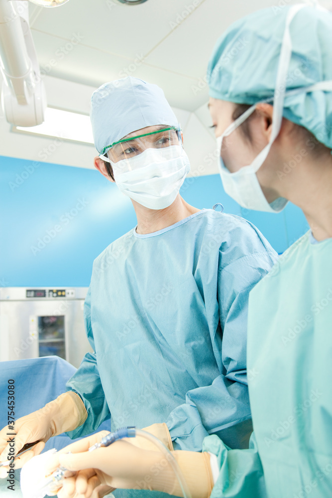 手術をする外科医 手術をする外科医
