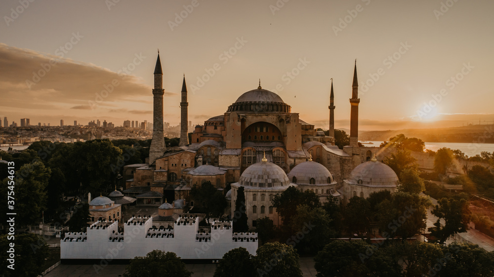 Naklejka premium Hagia Sofia Mosque Arial Shot