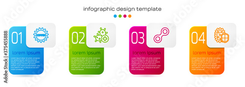Set line Corona virus covid-19, Positive, Virus and Shield protecting from. Business infographic template. Vector.