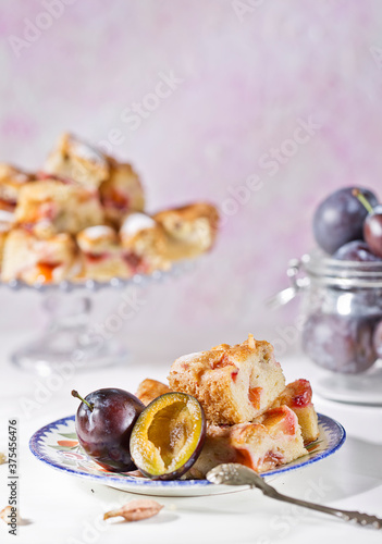 Portion of Plum Cake on a plate