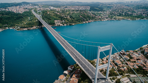 Fototapeta Naklejka Na Ścianę i Meble -  İstanbul Fatih Sultan Mehmet Bridge drone shot