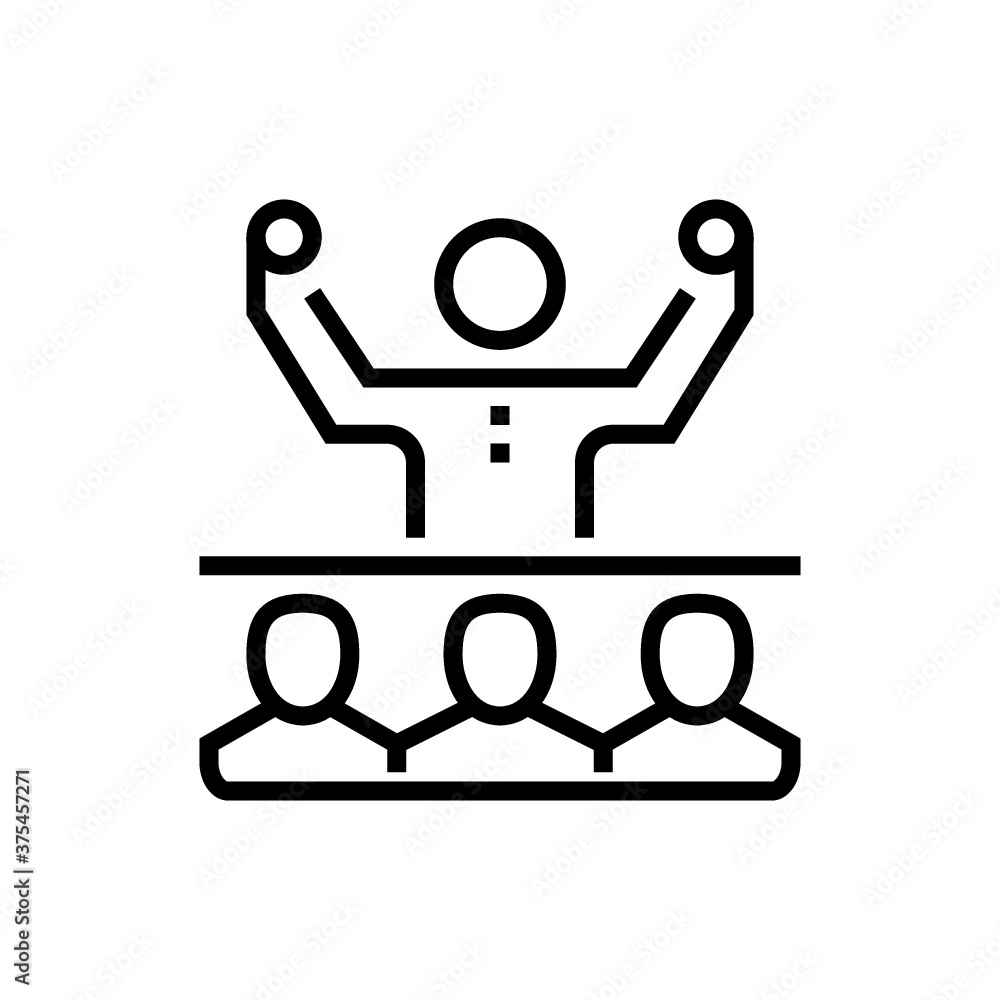 Teacher lecture in front an auditory red and pink gradient material white icon minimal design Teacher lecture in front an auditory red and pink gradient material white icon minimal design
