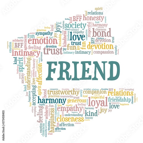 Friend vector illustration word cloud isolated on a white background.