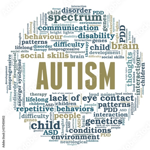 Autism vector illustration word cloud isolated on a white background.