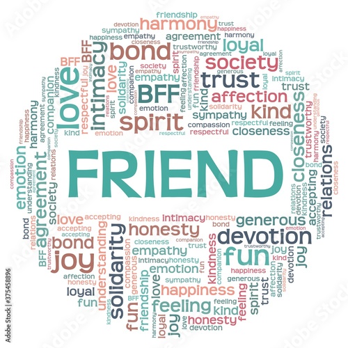 Friend vector illustration word cloud isolated on a white background.