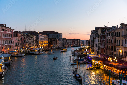 Panoramic view of Canal Grande in Venice  Italy by dusk