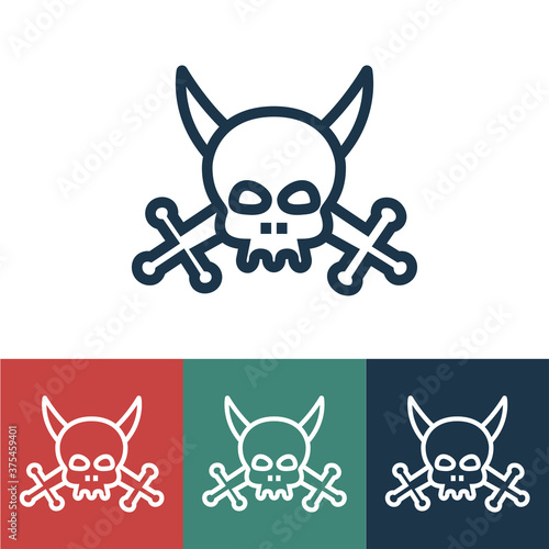 Linear vector icon with skull and swords