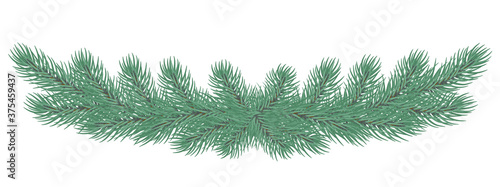 Christmas fir / pine wreath. Coniferous winter festive decoration. Green New Year's decor EPS10
