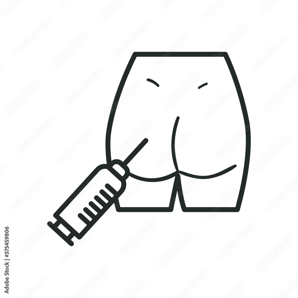 female buttocks with injection line style icon vector design female buttocks with injection line style icon vector design