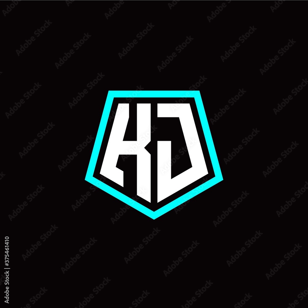 Initial K J letter with polygon modern style logo template vector Initial K J letter with polygon modern style logo template vector