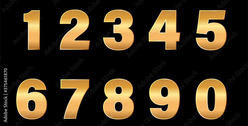 Vector 3d golden number collection. Stock vector illustration on black isolated background. Vector 3d golden number collection. Stock vector illustration on black isolated background.