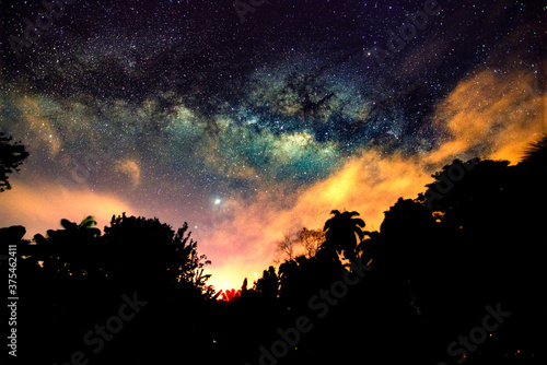 Noche estrellada en Panamá en la que se pudo apreciar el centro de la vía láctea y en la parte inferior los planetas Jupiter y Saturno 