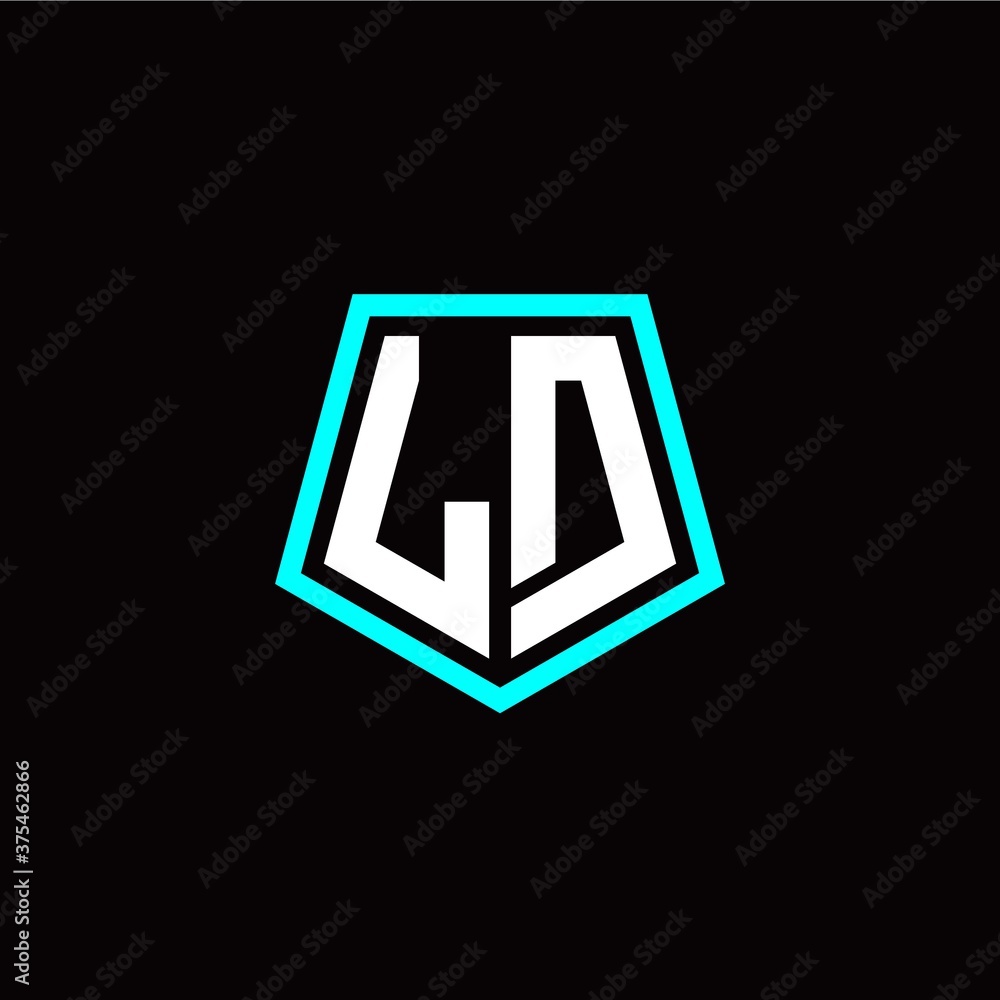Initial L D letter with polygon modern style logo template vector - obrazy, fototapety, plakaty 
