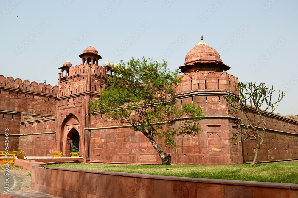One of the entrance to the Red Fort in Delhi. Popular travel destination and UNESCO world heritage site. Famous Indian fortress.