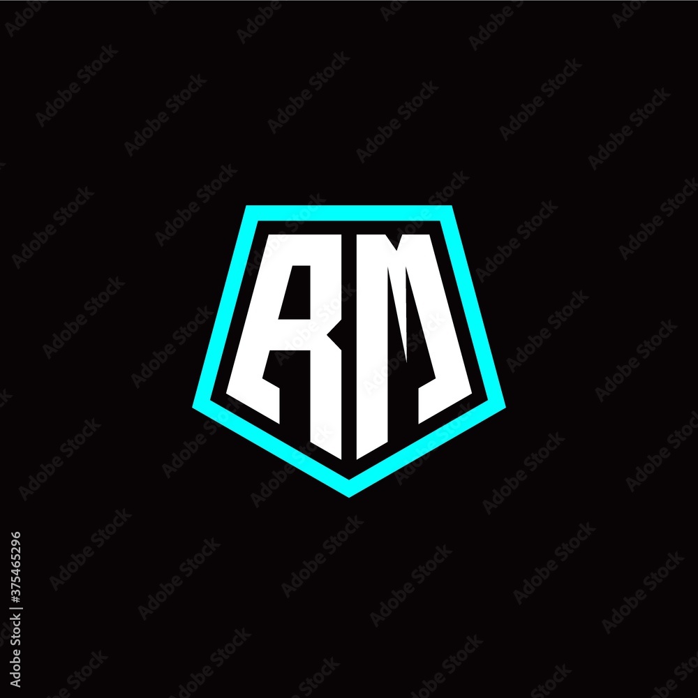 Initial R M letter with polygon modern style logo template vector Initial R M letter with polygon modern style logo template vector