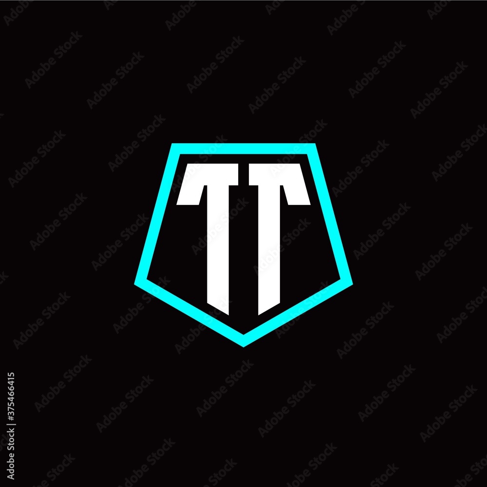 Initial T T letter with polygon modern style logo template vector